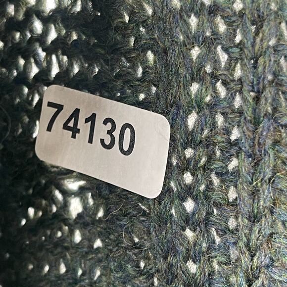 COTTAGE KNITWEAR Sweater Mens L Wool Aran Cable Button Up Cardigan Green - Picture 14 of 14